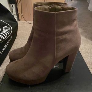 Suede ankle boots with ~4 inch heel